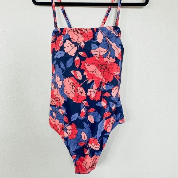 Kona Sol One Piece Lightly Padded Floral Bandeau Swimsuit, Size XL - Picture 7 of 7